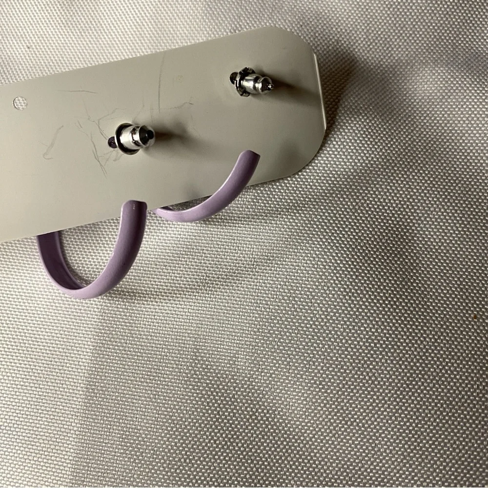 Elegant Purple Hoop Earrings - Picture 2 of 4